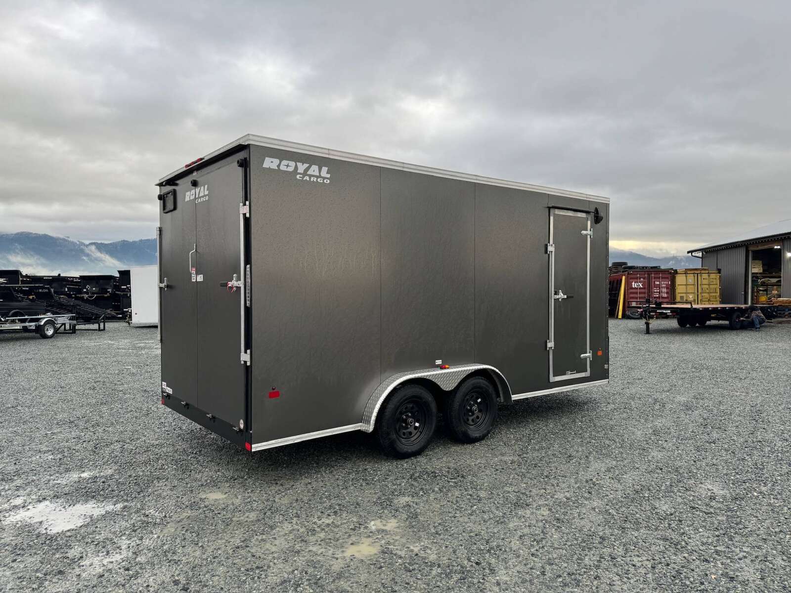 Photo of 2025 Royal 7.5X16 V-NOSE RAMP DOOR EXTRA HEIGHT Cargo / Enclosed Trailer Charcoal Grey 7700lb GVW