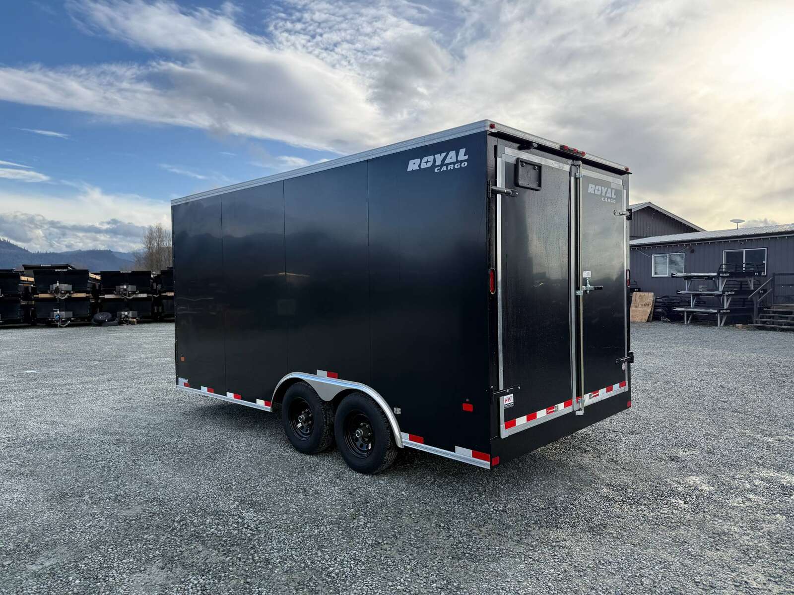 Photo of 2025 Royal Cargo 8.5X16 V NOSE Cargo / Enclosed Trailer BLACK BARN DOORS EXTRA HEIGHT 11,400LB GVW